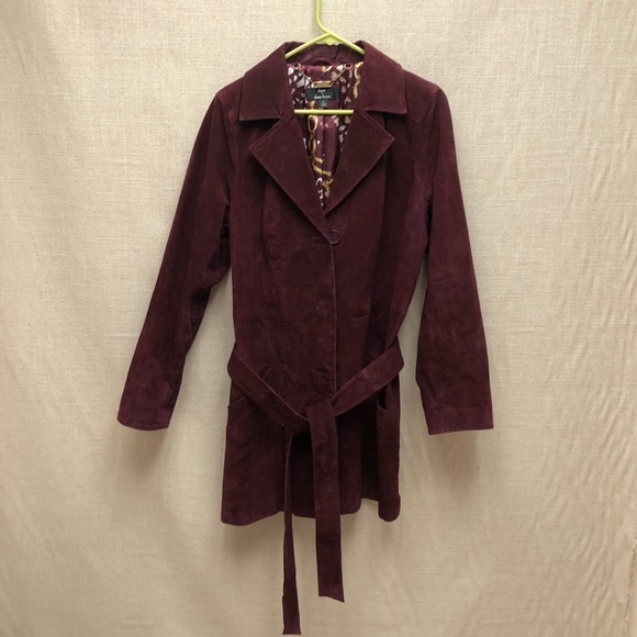 Dennis Basso Suede Leather Trench coat - Picture 6 of 7